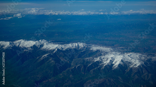 Image Of Aerial View Alps Mountains Horizon, Shot From Plane