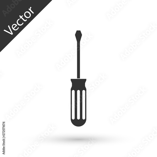 Grey Screwdriver icon isolated on white background. Service tool symbol.  Vector Illustration