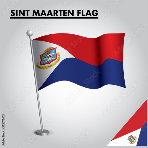 National flag of SINT MAARTEN on a pole