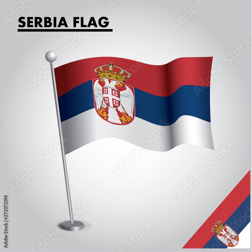 National flag of SERBIA on a pole