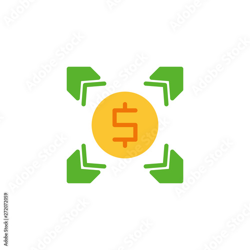 Dollar money exchange flat icon, vector sign, Dollar transfer arrows colorful pictogram isolated on white. Symbol, logo illustration. Flat style design