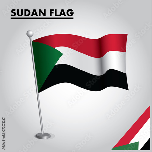 National flag of SUDAN on a pole