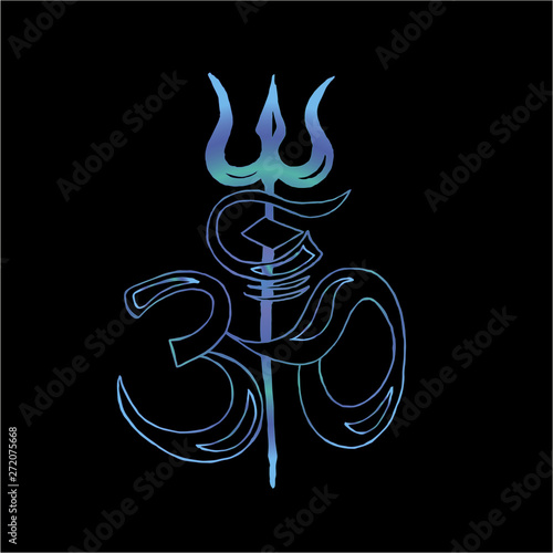 Gradient illustration of Ohm and Shiva's trident.
