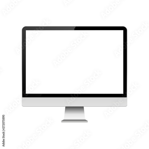 Computer Monitor With Blank White Screen
