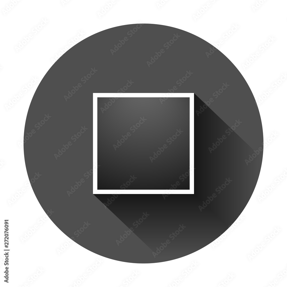 Photo frame sign icon in flat style. Snapshot picture vector illustration on black round background with long shadow. Photography banner business concept. Photo frame sign icon in flat style. Snapshot picture vector illustration on black round background with long shadow. Photography banner business concept.