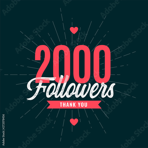 thank you 2k followers or 2000 subscribers celebration background
