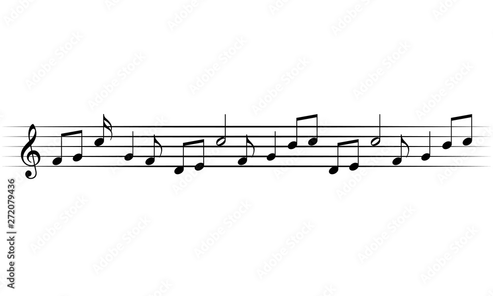 Pentagrama musical con notas sobre fondo blanco. Stock Vector