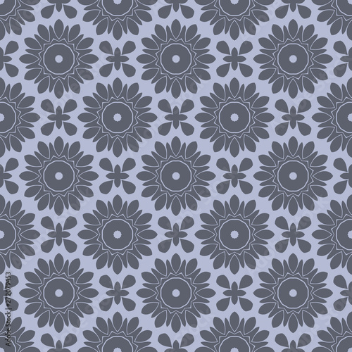 Grey monochrome floral abstract geometric pattern
