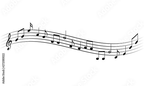 Pentagrama musical con notas sobre fondo blanco. photo