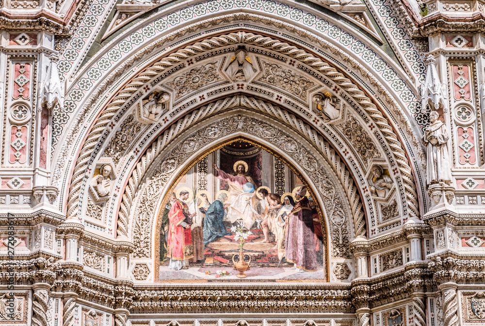 Florence Cathedral Facade Jesus Mosaic Duomo Cathedral Florence, Tuscany, Italy