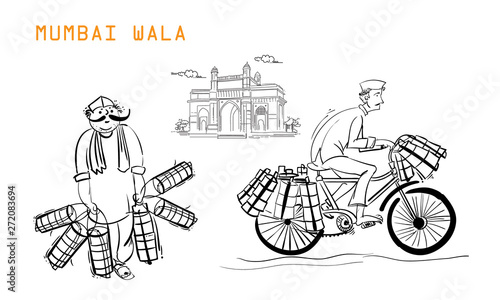 mumbai wala people illustration vector
