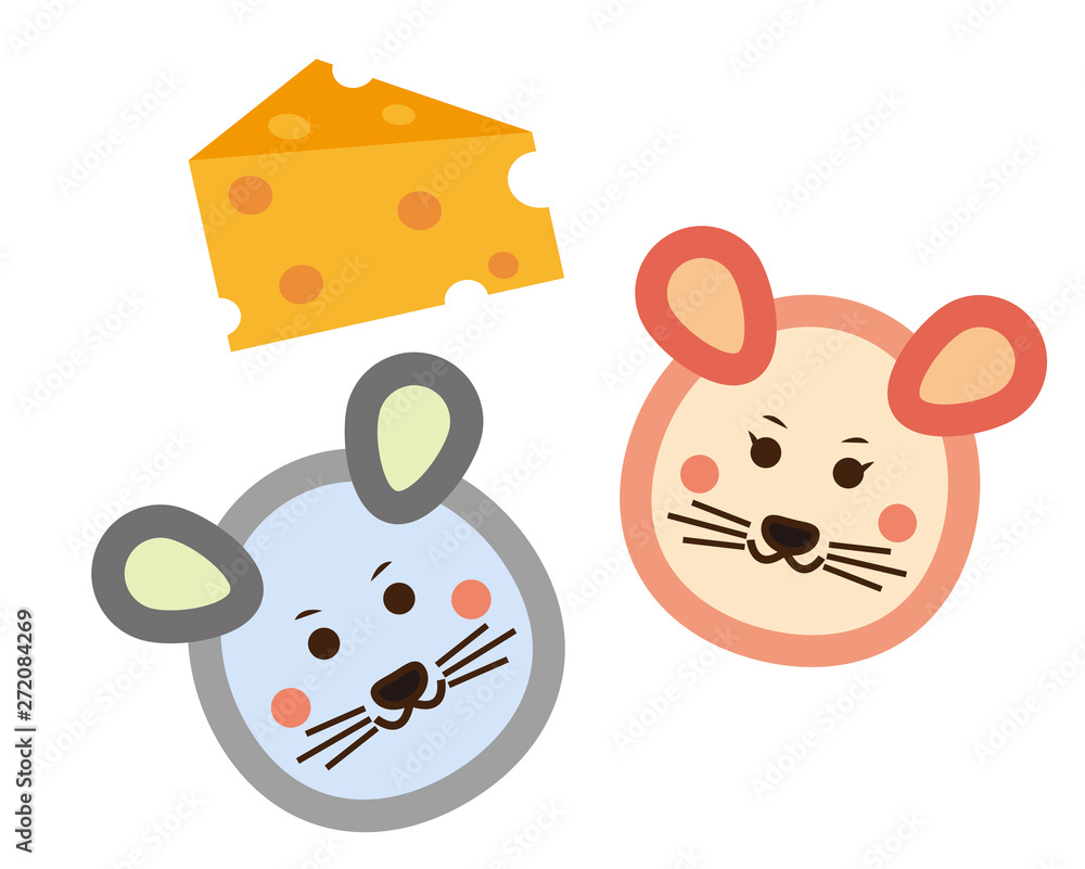 ねずみ　ねずみ年　2020年　年賀状　イラスト　チーズ