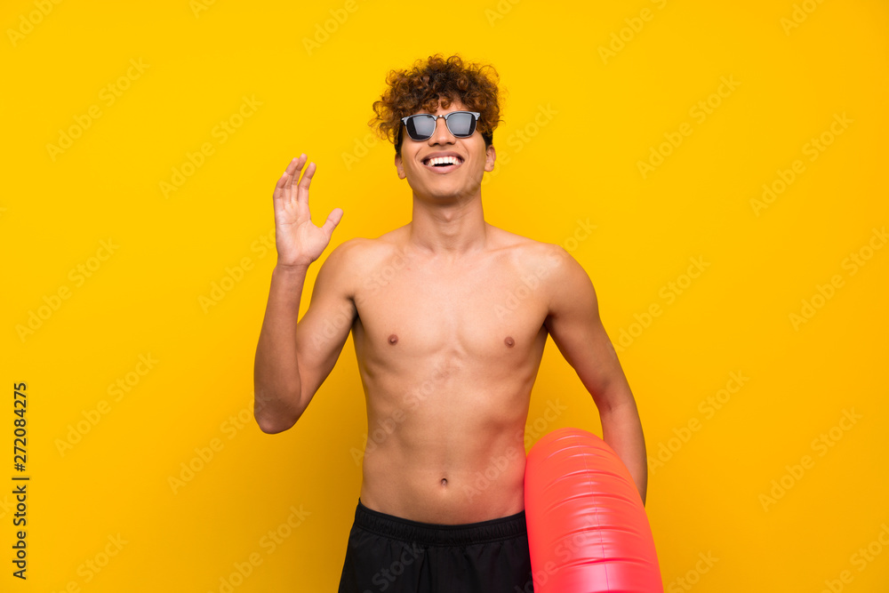 African american man over isolated purple wall laughing African american man over isolated purple wall laughing
