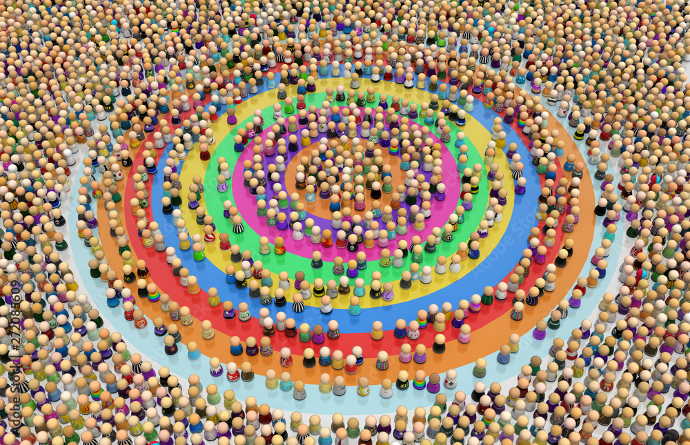 Cartoon Crowd, Color Rings Concentric