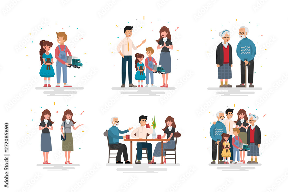 Set of happy family, illustration of groups different families. Set of happy family, illustration of groups different families.
