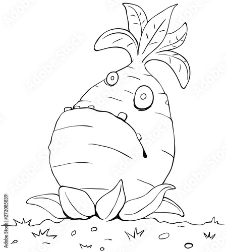Stressed Vegetable Line Drawing