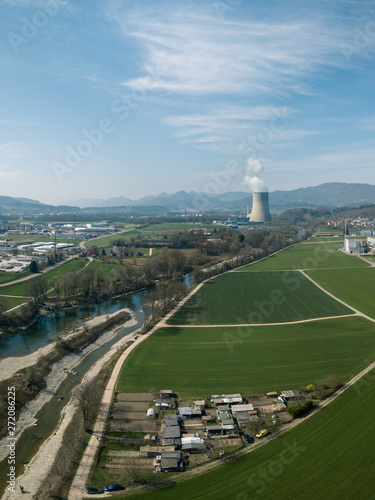 Aerial of KKW Goesgen Nuclear Power Station 