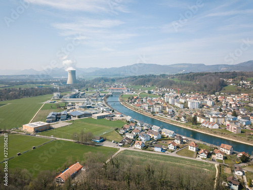Aerial of KKW Goesgen Nuclear Power Station 