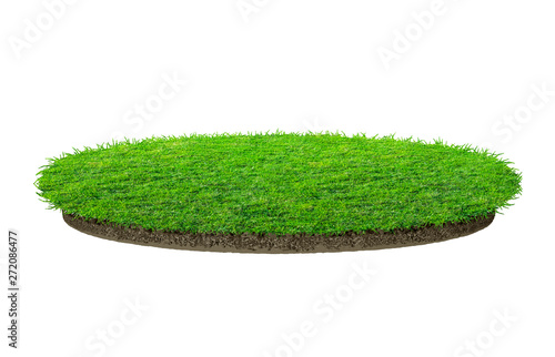 Abstract green grass texture for background. Circle green grass pattern isolated on a white background.