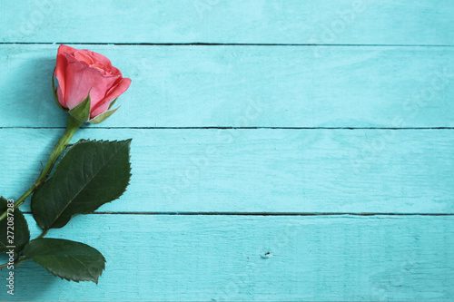Roses on wooden background, valentines day card