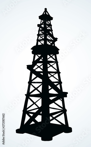 Oil derrick mine. Vector drawing