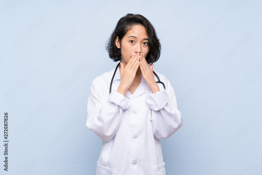 Doctor Asian woman with surprise facial expression Doctor Asian woman with surprise facial expression