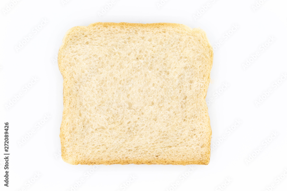 White bread slice isolated on white background. 