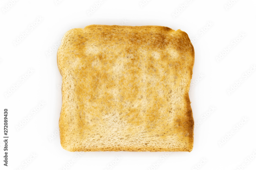 Crusty toast slice isolated on white background. Crusty toast slice isolated on white background.