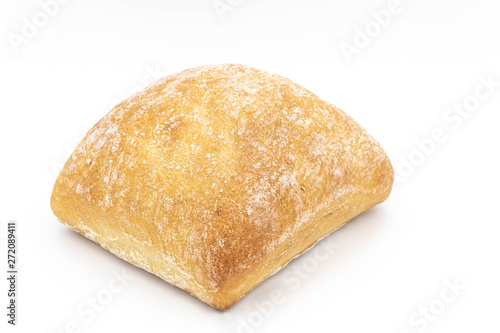 Fresh ciabatta bread isolated on white background