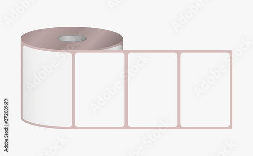 Label sticker roll. Blank adhesive labels 3 x 2 inches dimensions on bobbin