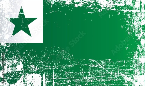 Esperanto flags. Wrinkled dirty spots. Can be used for design, stickers, souvenirs photo