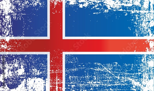 Flag of Iceland. Wrinkled dirty spots. Can be used for design, stickers, souvenirs