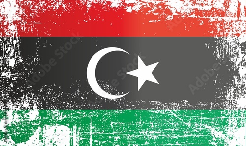 Flag of Libya. Wrinkled dirty spots. Can be used for design, stickers, souvenirs