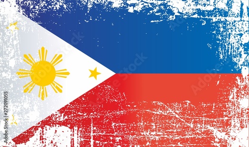 Flag of the Philippines, Republic of the Philippines, Wrinkled dirty spots. Can be used for design, stickers, souvenirs