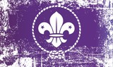 Flag of the World Scout, World Organization of the Scout Movement. Wrinkled dirty spots. Can be used for design, stickers, souvenirs