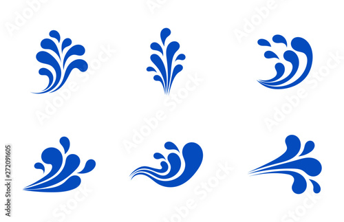 water splash icon or logo Isolated on white background. Cartoon style. Vector Illustration.