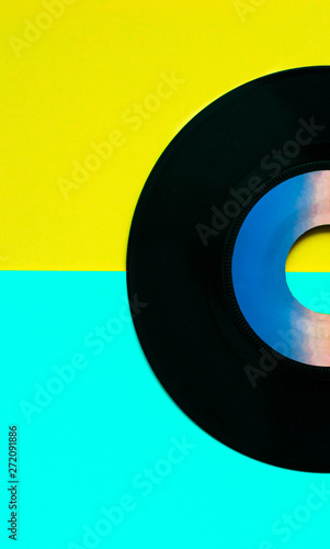Wallpaper Mural gramophone vinyl disc retro, vintage style in happy yellow colors  Torontodigital.ca