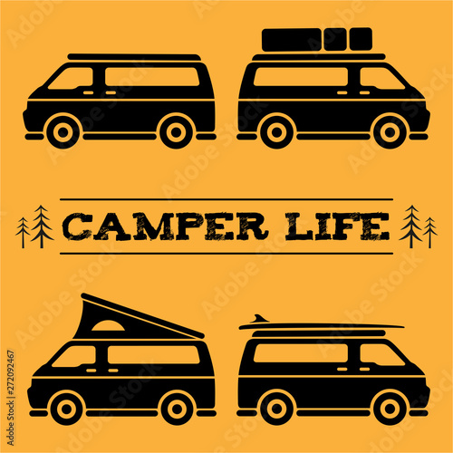 Camper van with differents accesories and styles