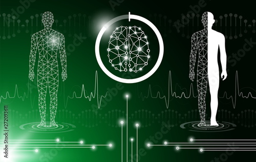 abstract background technology concept in green light,human body heal,technology modern medical science in future and global international medical with tests analysis clone DNA human
