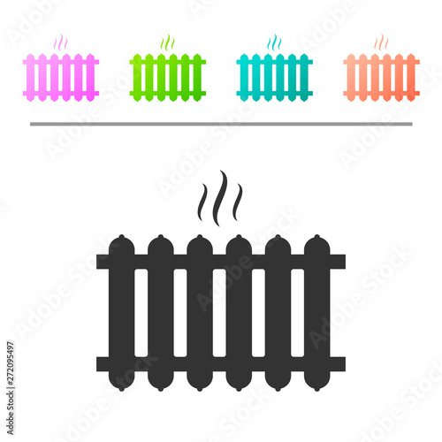 Grey Heating radiator icon isolated on white background. Set icon in color buttons. Vector Illustration