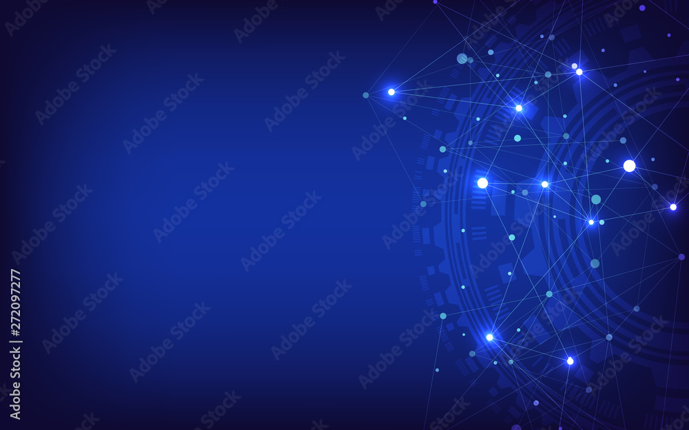 Fototapeta premium Global network connection. Abstract geometric background with connecting dots and lines. Digital technology and communication concept.
