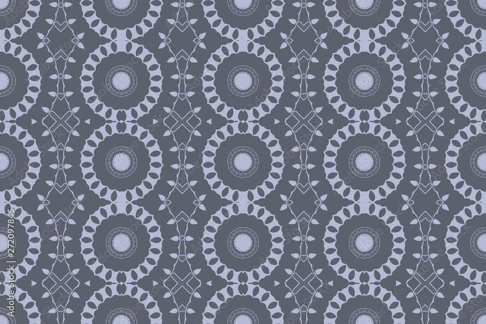 Grey monochrome floral geometric pattern