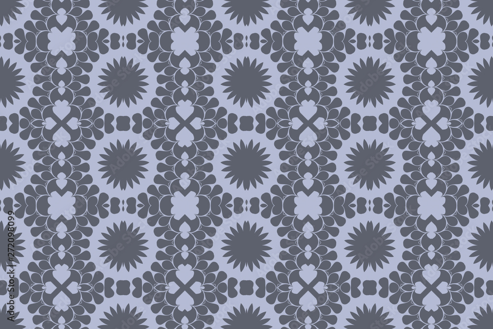Grey monochrome floral geometric pattern
