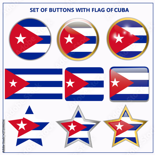 Free Download Bright buttons with flag of Cuba. Happy Cuba day button. Bright illustration with flag . - GFXLoad