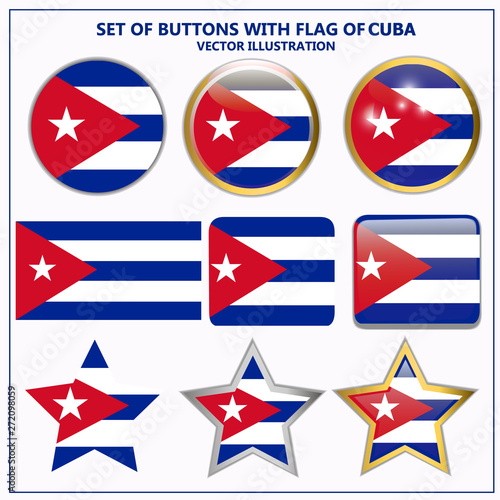 Free Download Bright buttons with flag of Cuba. Happy Cuba day button. Bright illustration with flag . - GFXLoad