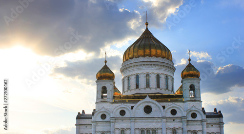 Cathedral of Christ the Saviour in Moscow, Famous russian church on sunset 
