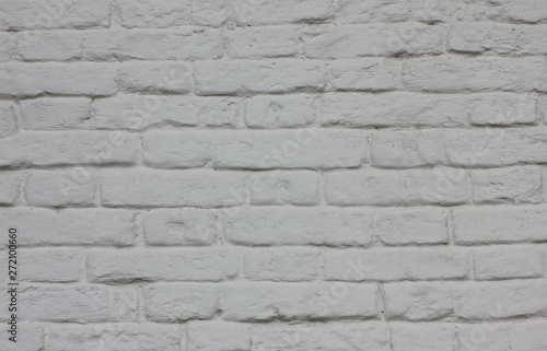 White brick wall background pattern. Abstract stone texture on empty painted wall surface 