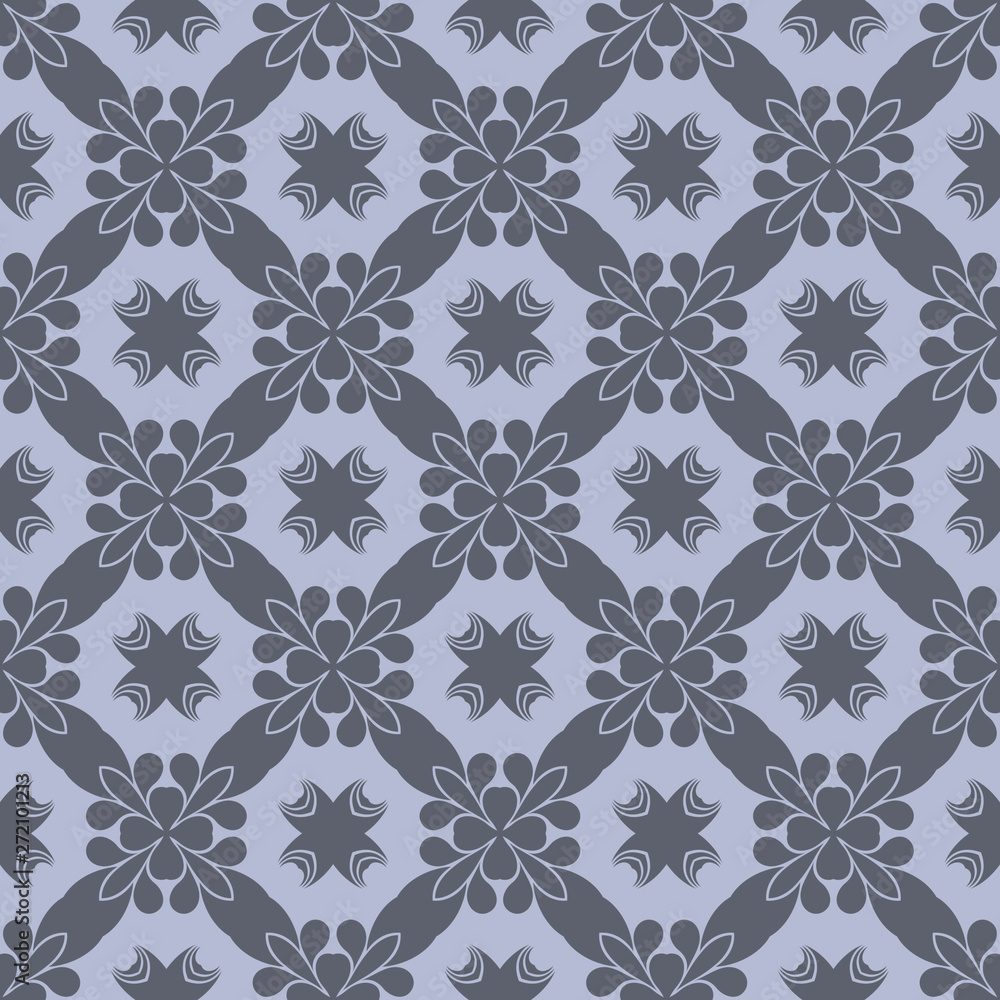 Grey monochrome floral flat pattern Grey monochrome floral flat pattern