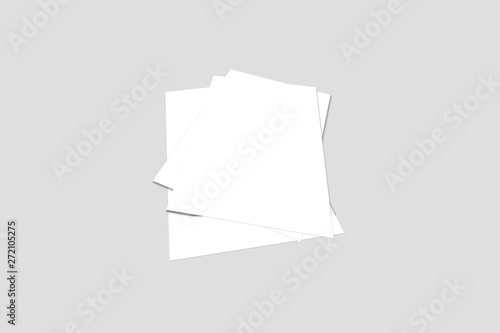 Blank Flyer Poster isolated on the light grey background to replace your design. 3D rendering. 
