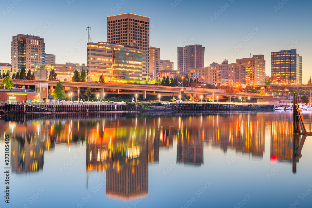 Naklejka premium Tacoma, Washington, USA downtown skyline